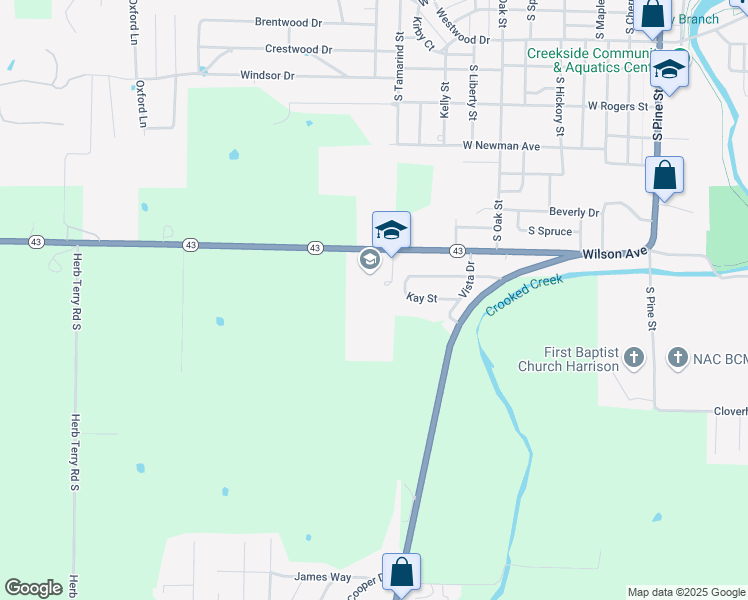 map of restaurants, bars, coffee shops, grocery stores, and more near 1124 South Tamarind Street in Harrison
