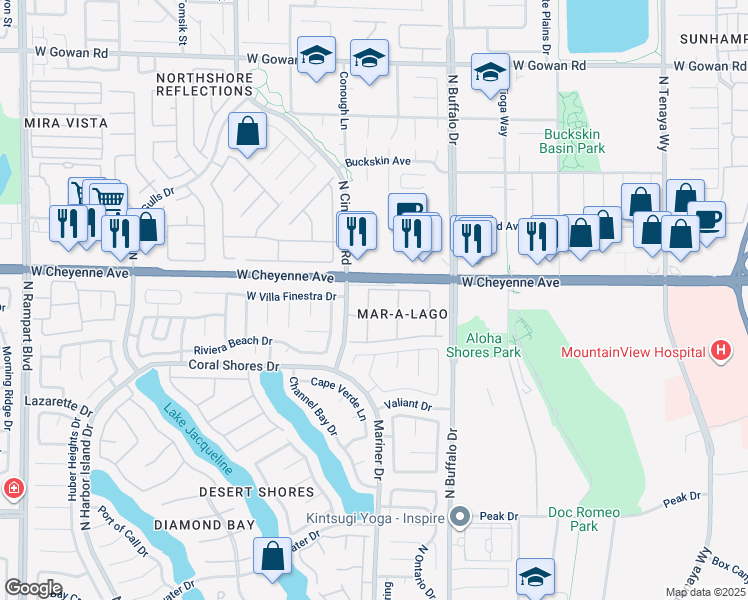map of restaurants, bars, coffee shops, grocery stores, and more near 3150 North Soft Breezes Drive in Las Vegas