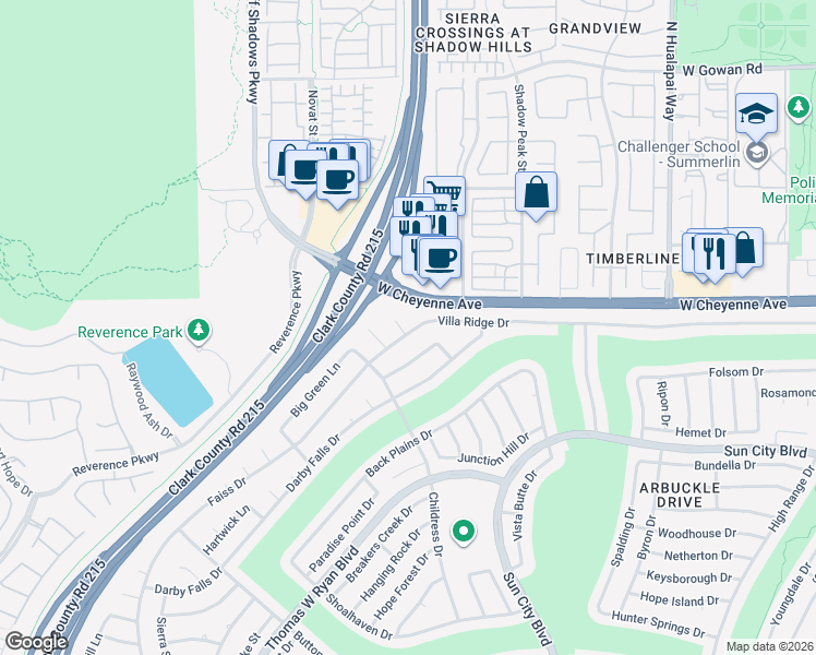 map of restaurants, bars, coffee shops, grocery stores, and more near 10500 Linden Wood Ct in Las Vegas