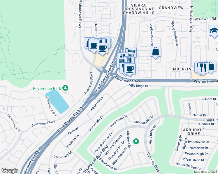 map of restaurants, bars, coffee shops, grocery stores, and more near 10617 Spring Garden Court in Las Vegas