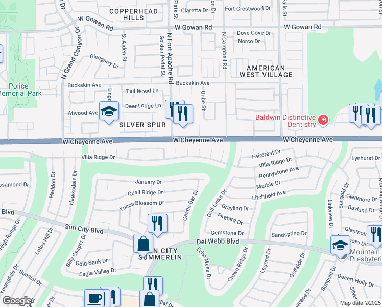 map of restaurants, bars, coffee shops, grocery stores, and more near 3100 Angelica Court in Las Vegas