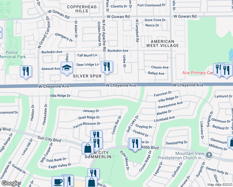 map of restaurants, bars, coffee shops, grocery stores, and more near 3100 Angelica Court in Las Vegas