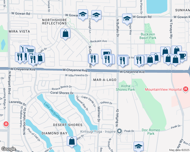 map of restaurants, bars, coffee shops, grocery stores, and more near 3150 North Soft Breezes Drive in Las Vegas