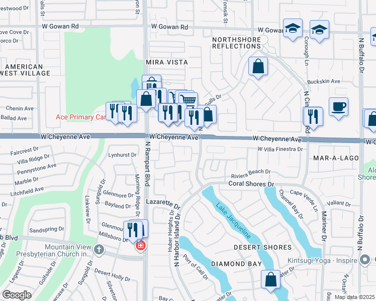 map of restaurants, bars, coffee shops, grocery stores, and more near 3151 North Soaring Gulls Drive in Las Vegas