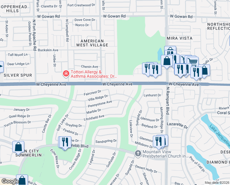 map of restaurants, bars, coffee shops, grocery stores, and more near 3100 Goodnews Court in Las Vegas