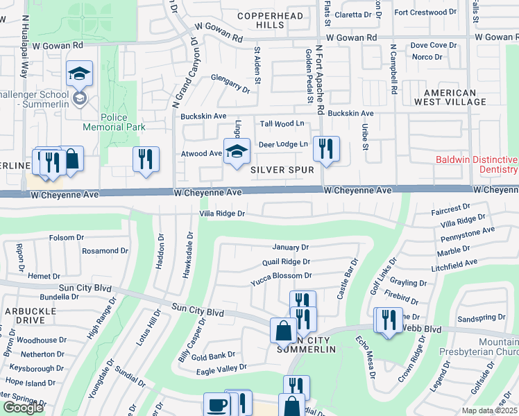 map of restaurants, bars, coffee shops, grocery stores, and more near 3105 Birdwood Drive in Las Vegas