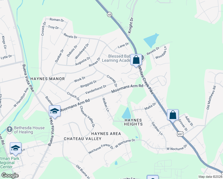 map of restaurants, bars, coffee shops, grocery stores, and more near 647 Moormans Arm Road in Nashville