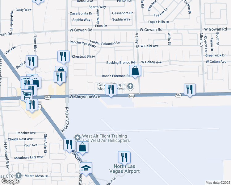 map of restaurants, bars, coffee shops, grocery stores, and more near 4425 Pioche Avenue in North Las Vegas