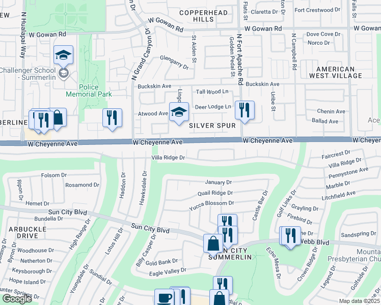 map of restaurants, bars, coffee shops, grocery stores, and more near 3104 Hayden Court in Las Vegas