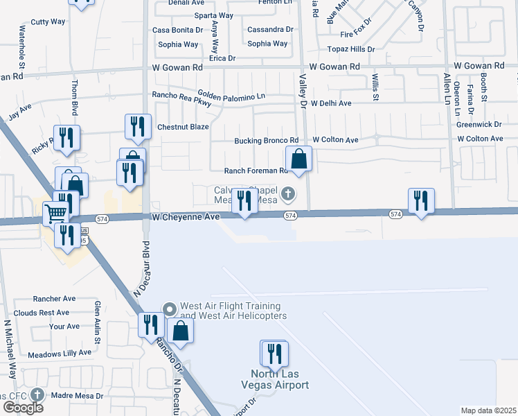 map of restaurants, bars, coffee shops, grocery stores, and more near 4433 Pioche Avenue in North Las Vegas