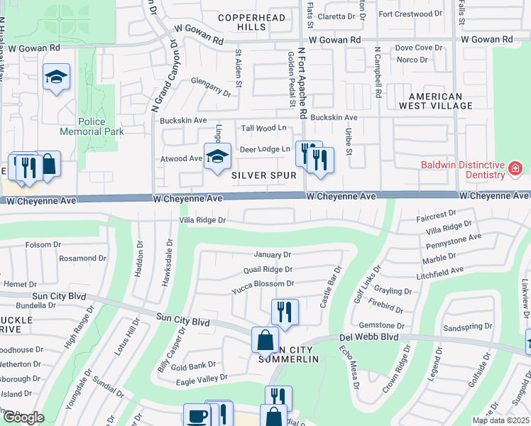 map of restaurants, bars, coffee shops, grocery stores, and more near 9341 Fresh Spring Drive in Las Vegas