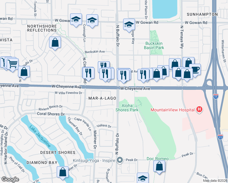map of restaurants, bars, coffee shops, grocery stores, and more near 3125 North Buffalo Drive in Las Vegas