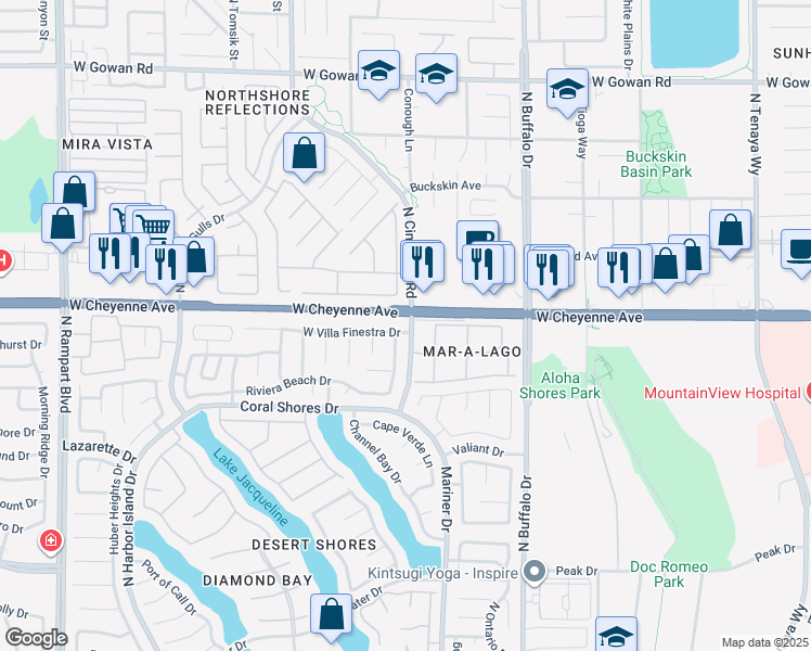 map of restaurants, bars, coffee shops, grocery stores, and more near 7800 West Villa Finestra Drive in Las Vegas