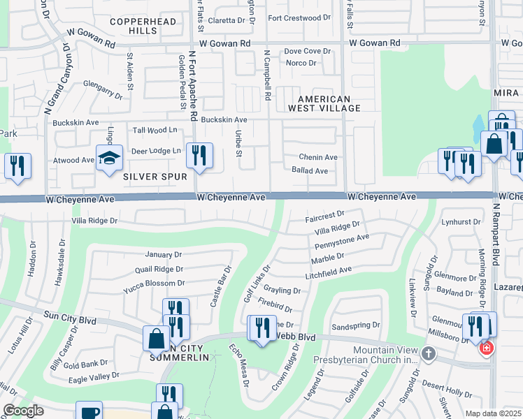 map of restaurants, bars, coffee shops, grocery stores, and more near 3105 Birch Grove Court in Las Vegas