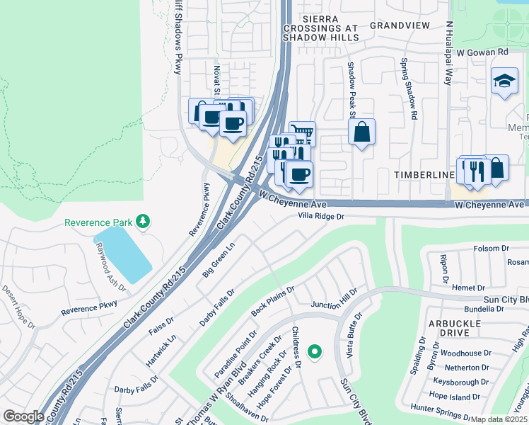 map of restaurants, bars, coffee shops, grocery stores, and more near 10617 Spring Garden Court in Las Vegas