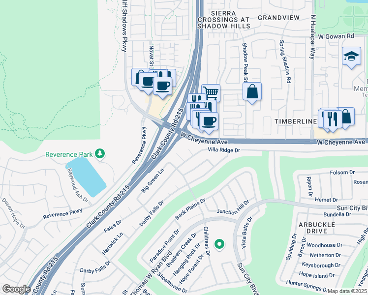 map of restaurants, bars, coffee shops, grocery stores, and more near 10617 Spring Garden Court in Las Vegas