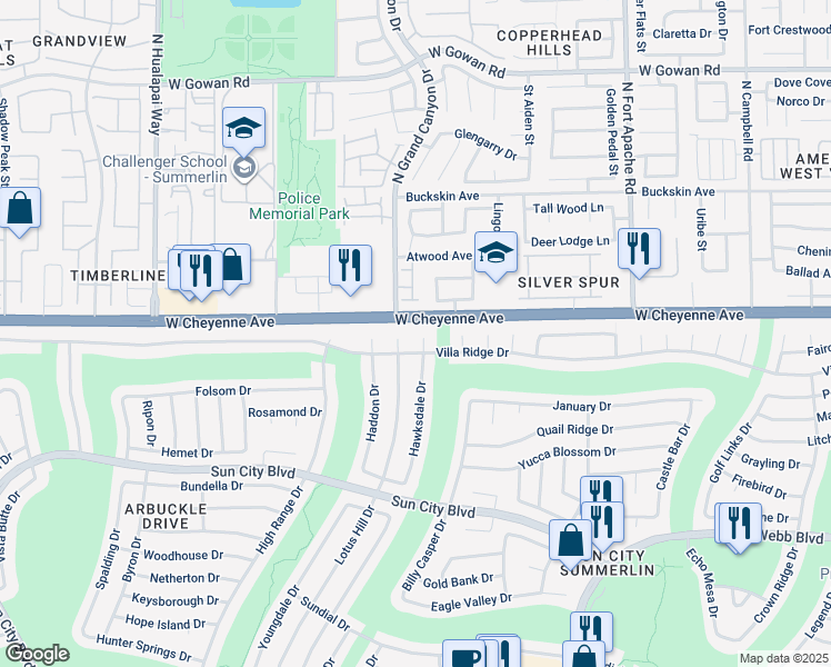 map of restaurants, bars, coffee shops, grocery stores, and more near 3109 Hawksdale Drive in Las Vegas