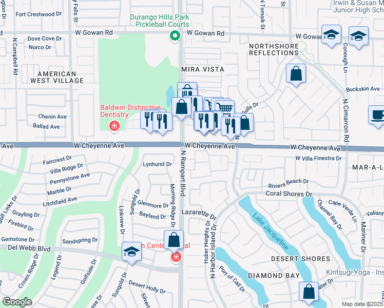 map of restaurants, bars, coffee shops, grocery stores, and more near 3151 North Soaring Gulls Drive in Las Vegas