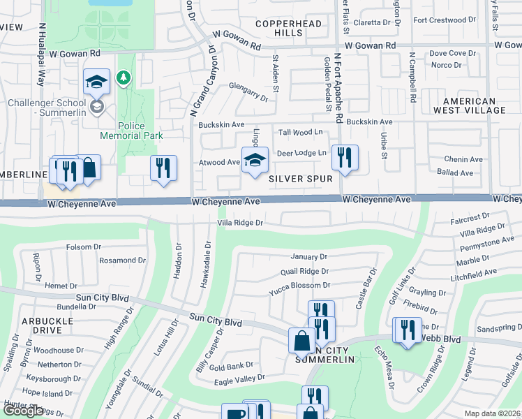 map of restaurants, bars, coffee shops, grocery stores, and more near 3101 Hayden Court in Las Vegas