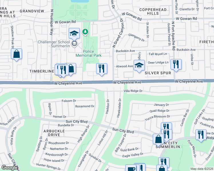 map of restaurants, bars, coffee shops, grocery stores, and more near 3105 Haddon Drive in Las Vegas