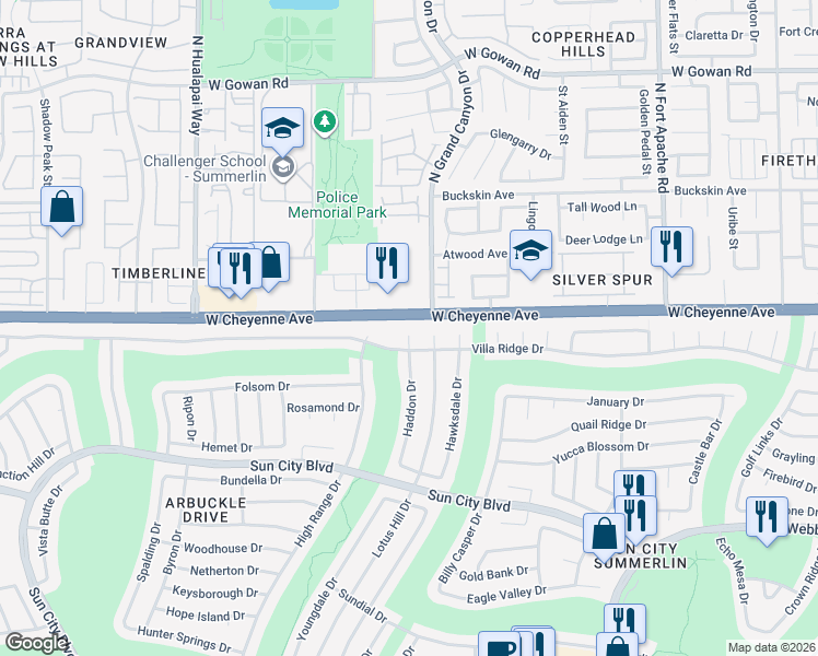 map of restaurants, bars, coffee shops, grocery stores, and more near 3105 Haddon Drive in Las Vegas