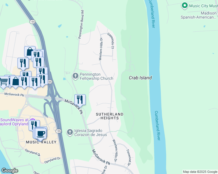 map of restaurants, bars, coffee shops, grocery stores, and more near 2608 Lishwood Drive in Nashville