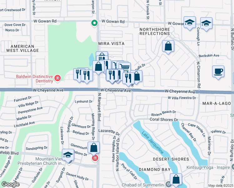 map of restaurants, bars, coffee shops, grocery stores, and more near 3151 North Soaring Gulls Drive in Las Vegas