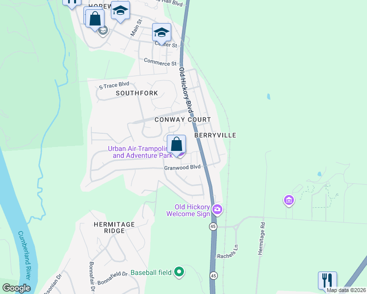 map of restaurants, bars, coffee shops, grocery stores, and more near 502-534 Granwood Boulevard in Nashville