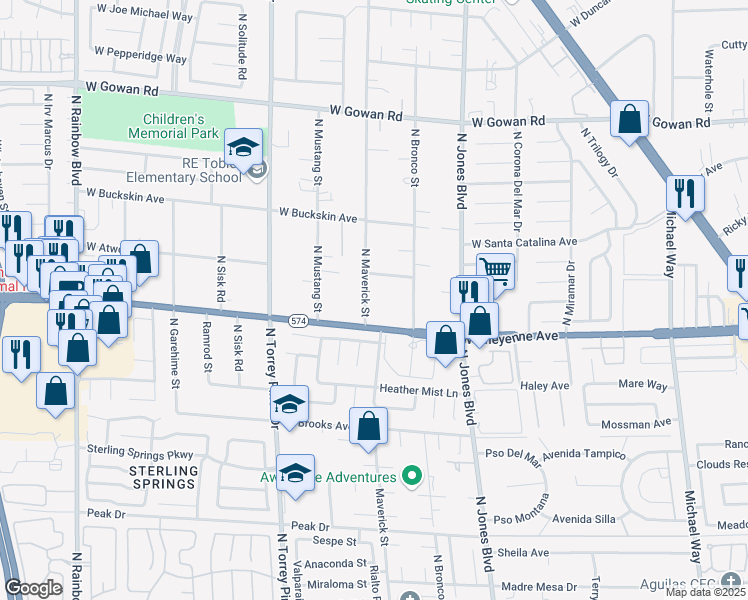 map of restaurants, bars, coffee shops, grocery stores, and more near in Las Vegas