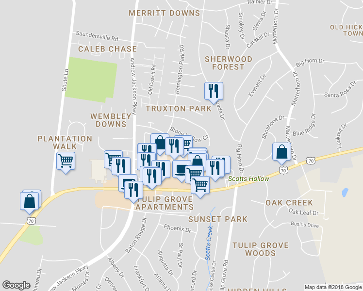 map of restaurants, bars, coffee shops, grocery stores, and more near 328 Griffin Place in Nashville