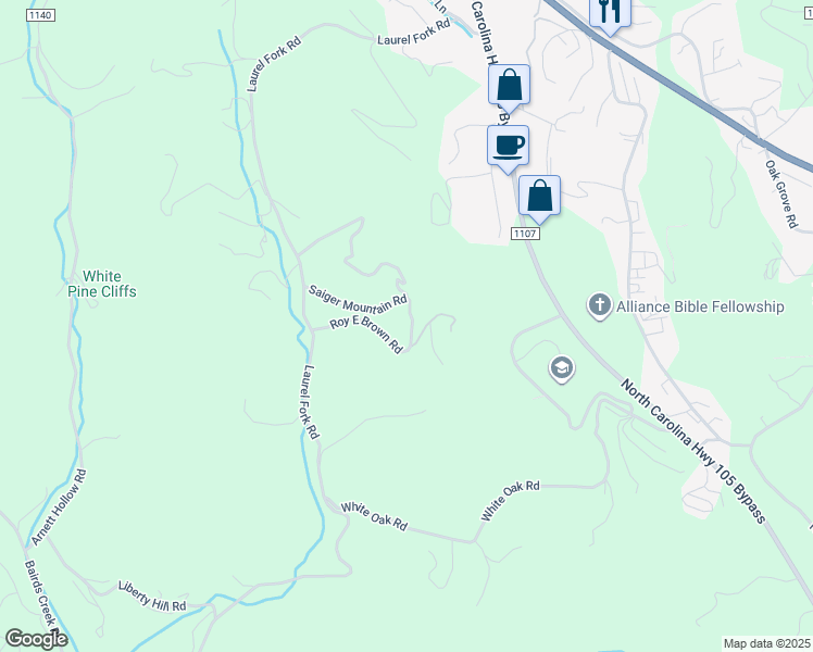 map of restaurants, bars, coffee shops, grocery stores, and more near 411 Roy E Brown Road in Vilas