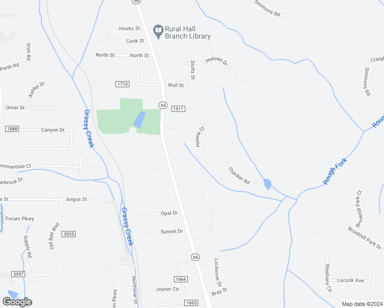 map of restaurants, bars, coffee shops, grocery stores, and more near 6825 Helena Court in Rural Hall