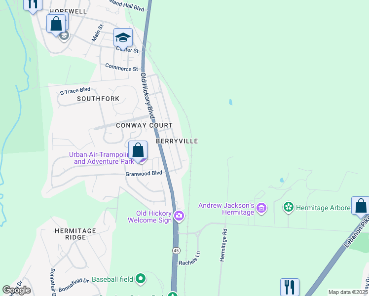 map of restaurants, bars, coffee shops, grocery stores, and more near 4312 Woods Street in Nashville