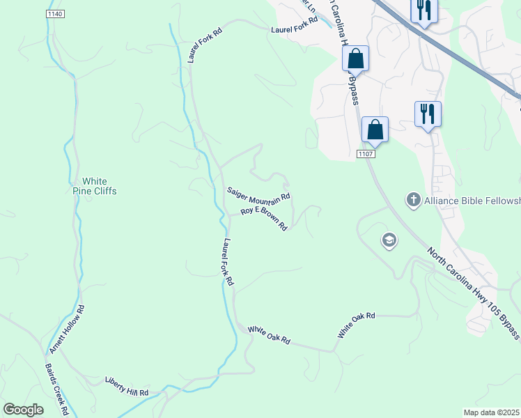 map of restaurants, bars, coffee shops, grocery stores, and more near 214 Roy E Brown Road in Vilas