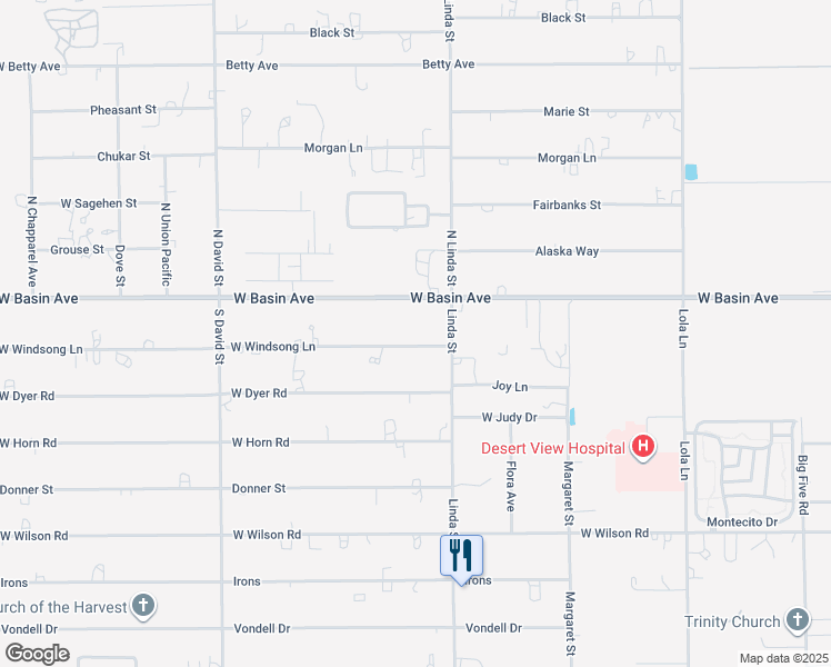 map of restaurants, bars, coffee shops, grocery stores, and more near 1080 West Windsong Lane in Pahrump