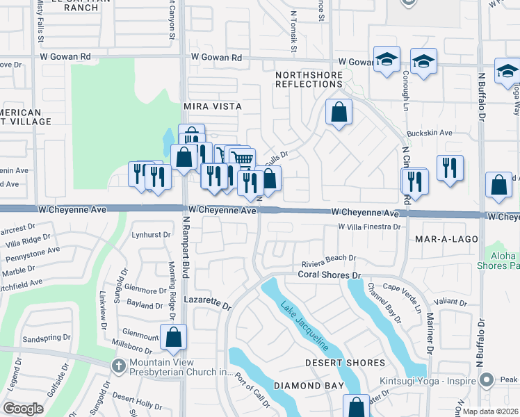 map of restaurants, bars, coffee shops, grocery stores, and more near W Cheyenne Ave & Soaring Gulls in Las Vegas