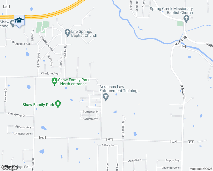 map of restaurants, bars, coffee shops, grocery stores, and more near 3619 South Downum Road in Springdale