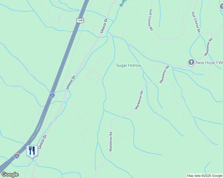 map of restaurants, bars, coffee shops, grocery stores, and more near 201 Jacobs Ln in Unicoi