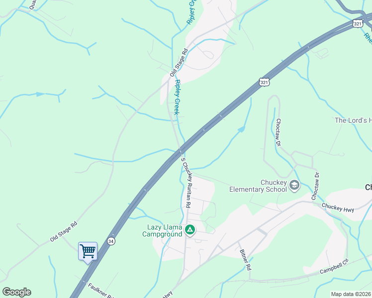 map of restaurants, bars, coffee shops, grocery stores, and more near 8300 East Andrew Johnson Highway in Chuckey