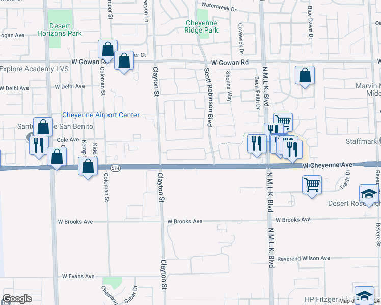 map of restaurants, bars, coffee shops, grocery stores, and more near 1837 Soto Lane in North Las Vegas