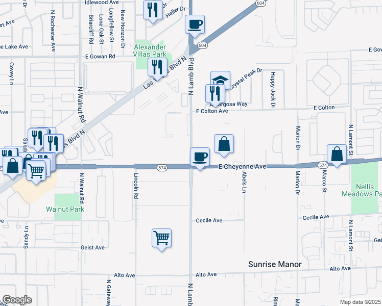 map of restaurants, bars, coffee shops, grocery stores, and more near 3249 North Lamb Boulevard in Las Vegas