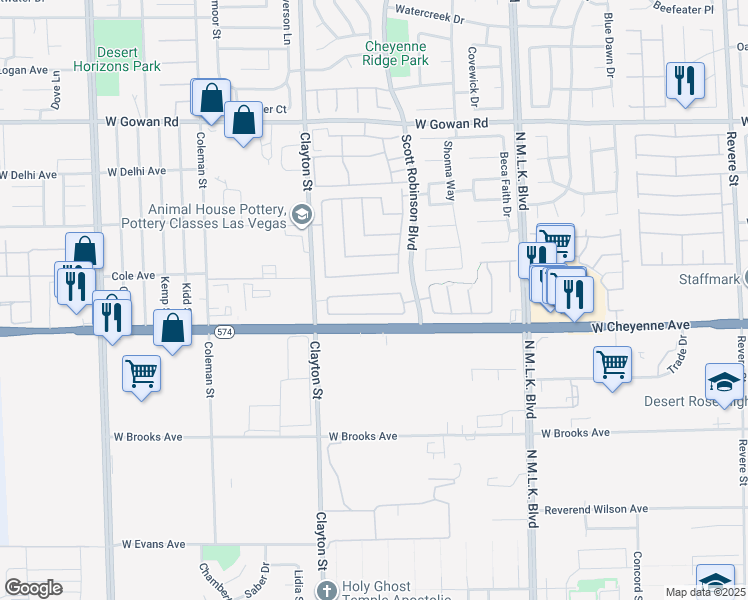 map of restaurants, bars, coffee shops, grocery stores, and more near 1837 Soto Lane in North Las Vegas