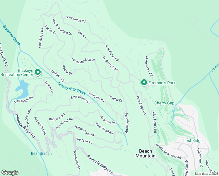 map of restaurants, bars, coffee shops, grocery stores, and more near 106 Rhododendron Drive in Beech Mountain