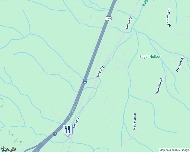 map of restaurants, bars, coffee shops, grocery stores, and more near 4815 Unicoi Drive in Unicoi