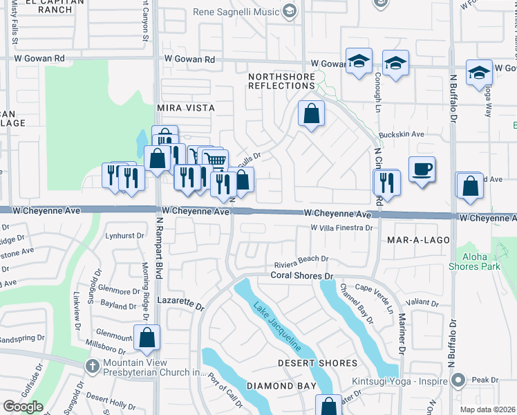 map of restaurants, bars, coffee shops, grocery stores, and more near 8124 Dartmoor Avenue in Las Vegas