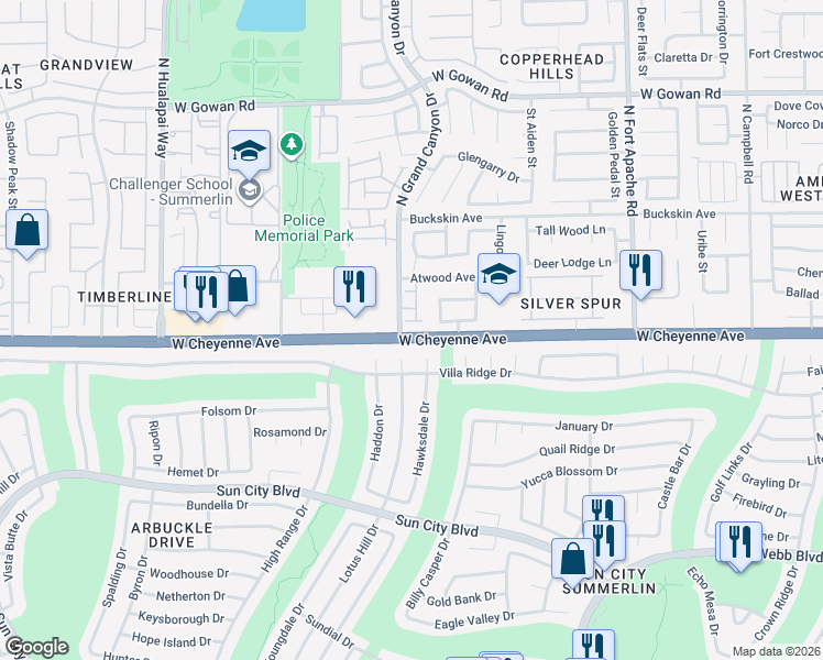 map of restaurants, bars, coffee shops, grocery stores, and more near in Las Vegas