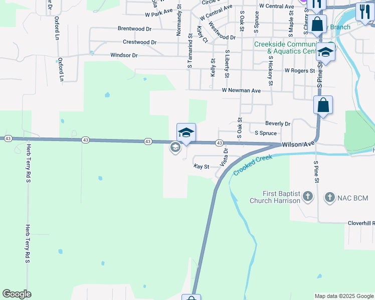 map of restaurants, bars, coffee shops, grocery stores, and more near 1124 South Tamarind Street in Harrison