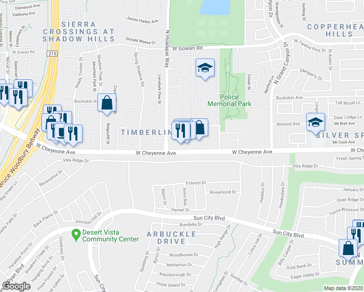 map of restaurants, bars, coffee shops, grocery stores, and more near 10040 West Cheyenne Avenue in Las Vegas