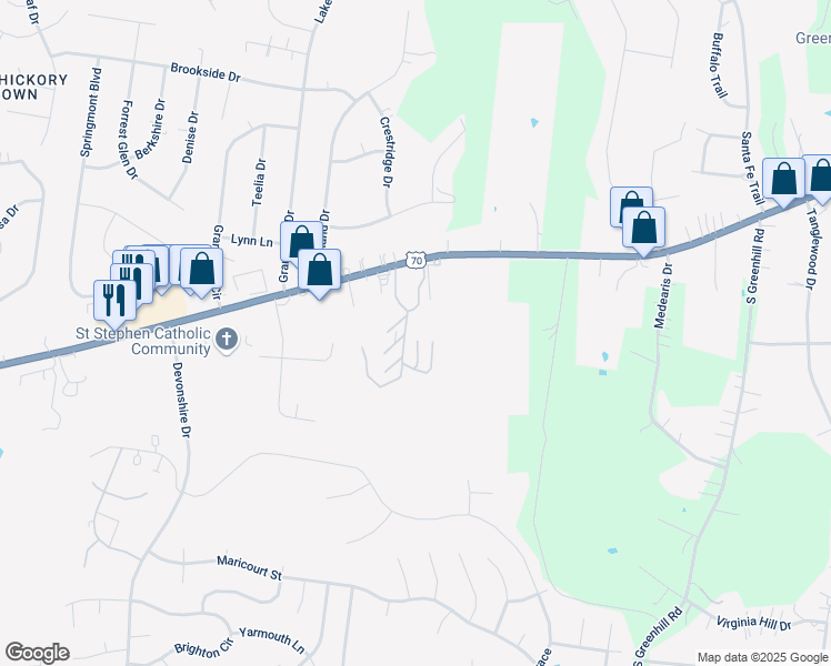 map of restaurants, bars, coffee shops, grocery stores, and more near 14200 Lebanon Road in Mt. Juliet