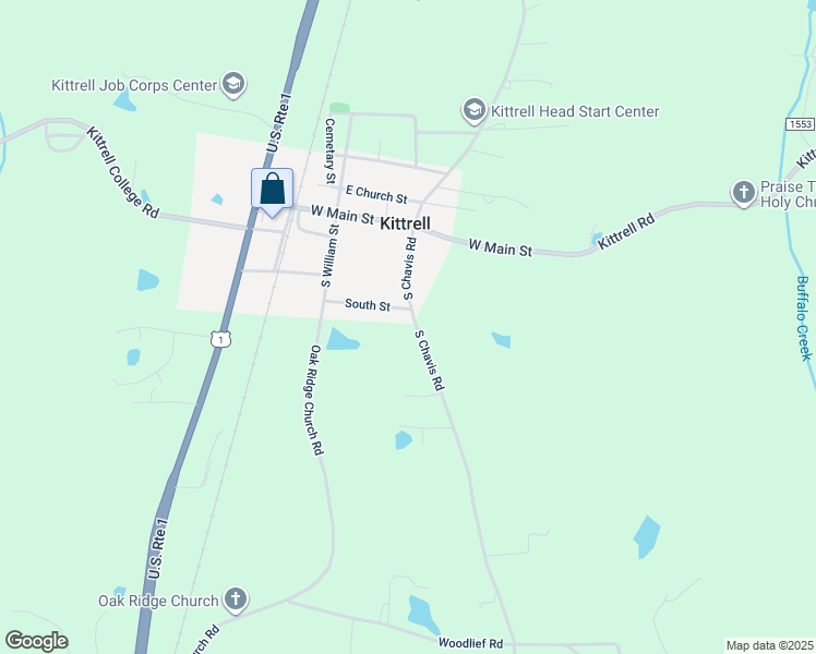 map of restaurants, bars, coffee shops, grocery stores, and more near 188 South Chavis Road in Kittrell
